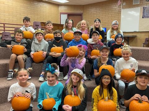 Miss Bird's class with their pumpkins