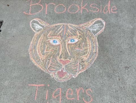 Sidewalk chalk art: Brookside Tigers