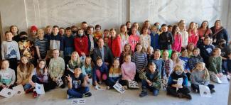All of the fifth graders with Representative Whyte.