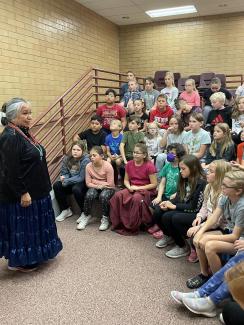 4th graders listening to the Native American Presentation
